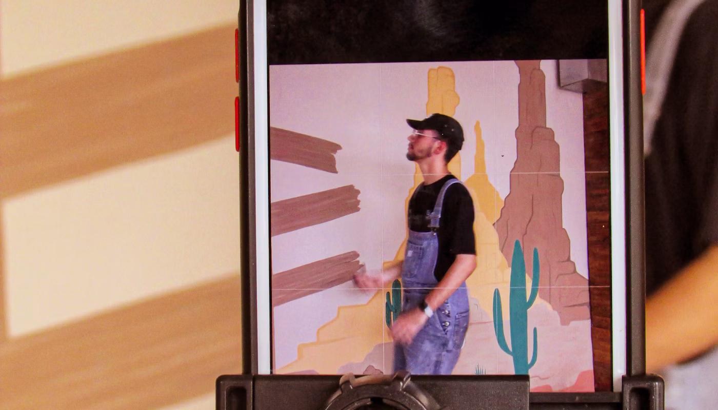 Production context: Phone-mounted recording setup. Context photo from the licensed site library.
