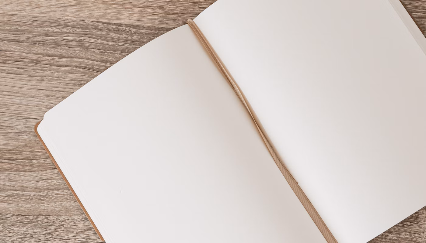 Production context: Open notebook for planning. Context photo from the licensed site library.