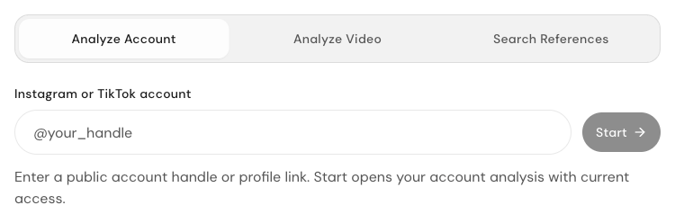 Superdirector: Public reference intake with account, video and reference-search tabs.